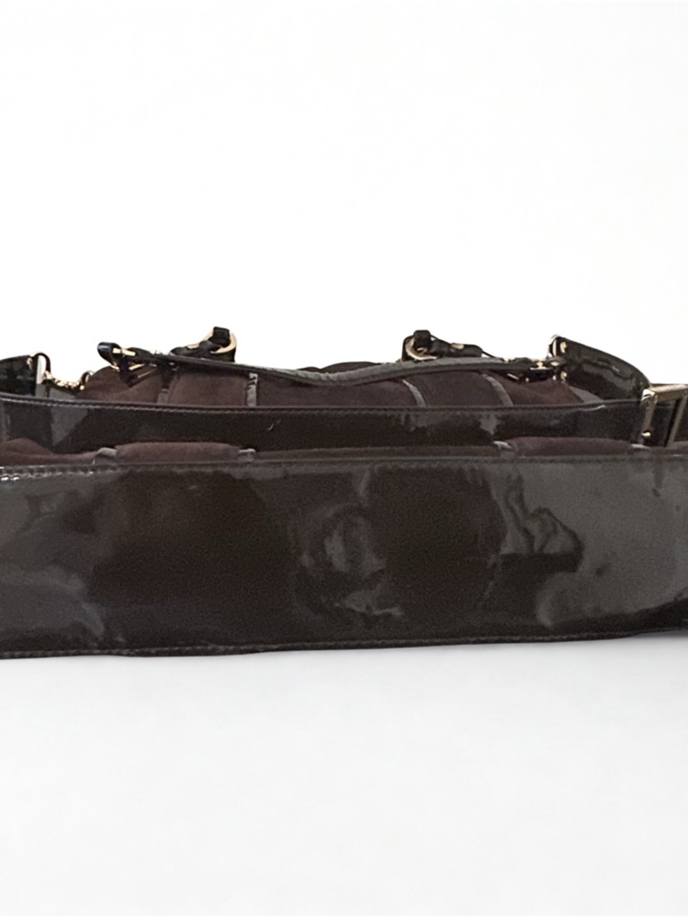 Rare Tory Burch "Nico" Satchel – Brown Suede & Patent Leather - Picture 3 of 7